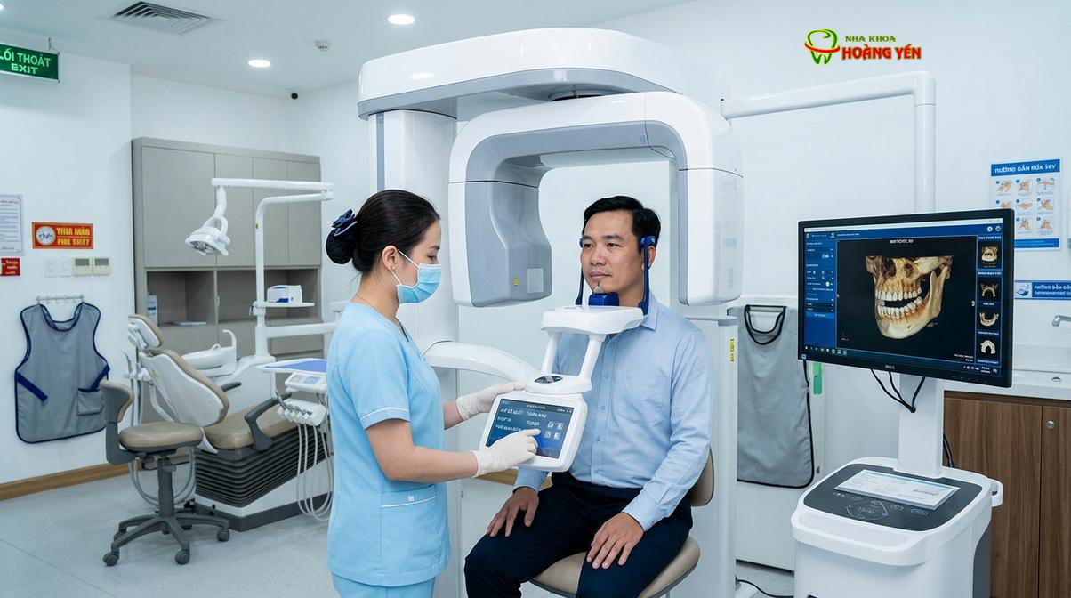 Hệ thống chụp phim CT Cone Beam 3D hỗ trợ khảo sát giải phẫu răng khôn chi tiết.